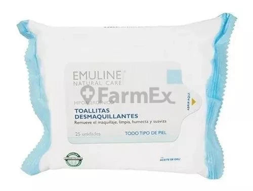 Toallitas desmaquillantes Emuline "Natural care" x 25 unidades Farmex-Pluxee-Persistente